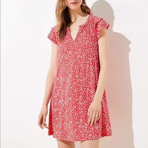 LOFT Coral Daisy Swing Dress